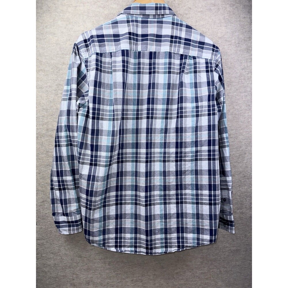 Tasso Elba Men’s Long Sleeve Button Down 100% Cotton M 15-15.5 Blue Plaid - Picture 3 of 7